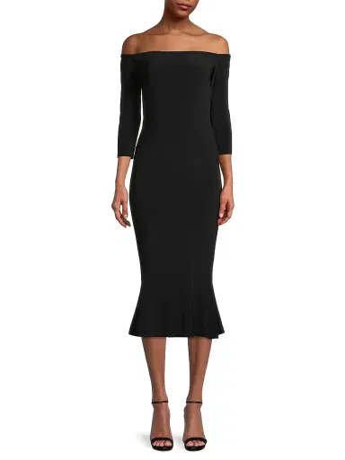 Norma Kamali Women's Off-The-Shoulder Fishtail Midi-Dress - Black | Thumbnail 3 Norma Kamali Women's Off-The-Shoulder Fishtail Midi-Dress - Black | Thumbnail 3
