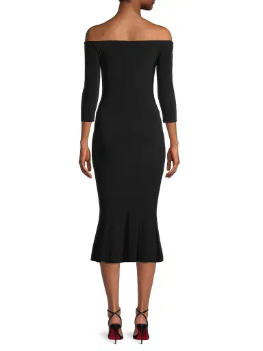 Norma Kamali Women's Off-The-Shoulder Fishtail Midi-Dress - Black | Thumbnail 5 Norma Kamali Women's Off-The-Shoulder Fishtail Midi-Dress - Black | Thumbnail 5