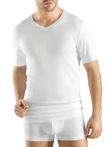 Hanro Sea Island Cotton V-Neck Tee - White - Size Medium | Thumbnail 3 Hanro Sea Island Cotton V-Neck Tee - White - Size Medium | Thumbnail 3
