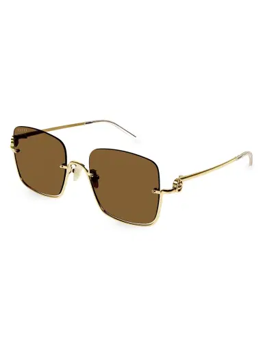 Gucci Women's GG Upside Down Square Sunglasses - Gold | Thumbnail 1 Gucci Women's GG Upside Down Square Sunglasses - Gold | Thumbnail 1