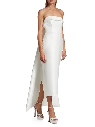 Amsale Women's Mikado Satin Tea-Length Bridal Dress | Thumbnail 2 Amsale Women's Mikado Satin Tea-Length Bridal Dress | Thumbnail 2