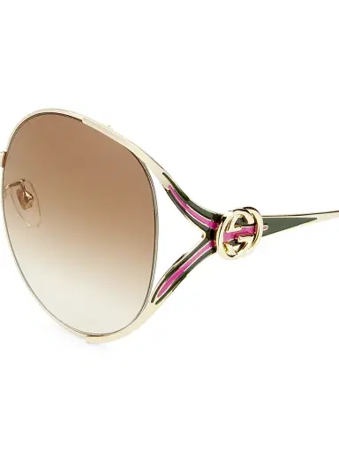 Gucci Women's Fork 63MM Round Sunglasses - Gold | Thumbnail 3 Gucci Women's Fork 63MM Round Sunglasses - Gold | Thumbnail 3