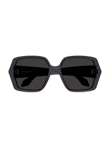 ALAIA Women's Lettering Logo 60MM Geometric Sunglasses - Black Grey | Thumbnail 2 ALAIA Women's Lettering Logo 60MM Geometric Sunglasses - Black Grey | Thumbnail 2