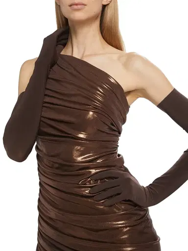 Norma Kamali Women's Diana Metallic One-Shoulder Midi-Dress - Chocolate | Thumbnail 6 Norma Kamali Women's Diana Metallic One-Shoulder Midi-Dress - Chocolate | Thumbnail 6