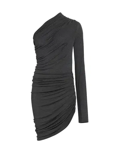 Norma Kamali Women's Lazy Diana One-Shoulder Minidress - Dark Grey | Thumbnail 1 Norma Kamali Women's Lazy Diana One-Shoulder Minidress - Dark Grey | Thumbnail 1