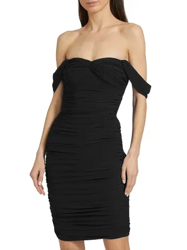 Norma Kamali Women's Walter Ruched Off-The-Shoulder Sheath Dress - Black | Thumbnail 3 Norma Kamali Women's Walter Ruched Off-The-Shoulder Sheath Dress - Black | Thumbnail 3