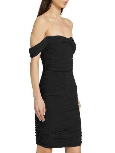 Norma Kamali Women's Walter Ruched Off-The-Shoulder Sheath Dress - Black | Thumbnail 4 Norma Kamali Women's Walter Ruched Off-The-Shoulder Sheath Dress - Black | Thumbnail 4