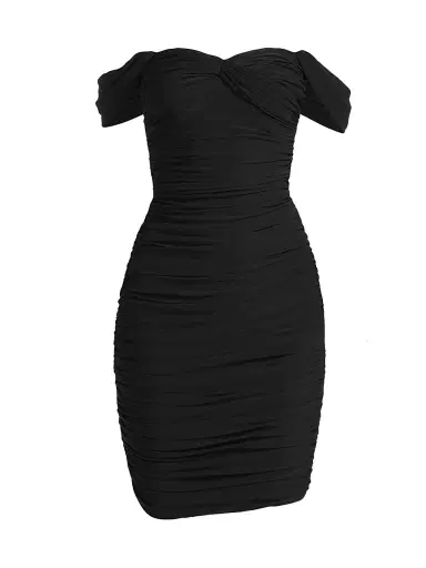 Norma Kamali Women's Walter Ruched Off-The-Shoulder Sheath Dress - Black | Thumbnail 1 Norma Kamali Women's Walter Ruched Off-The-Shoulder Sheath Dress - Black | Thumbnail 1