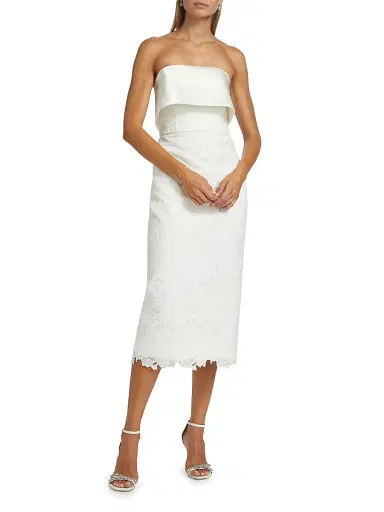 Amsale Women's Lace Strapless Column Midi-Dress - | Thumbnail 2 Amsale Women's Lace Strapless Column Midi-Dress - | Thumbnail 2