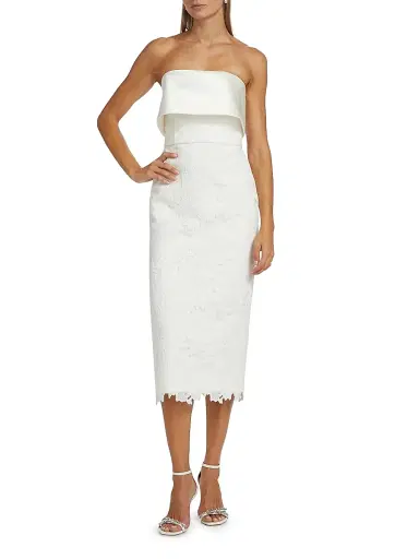 Amsale Women's Lace Strapless Column Midi-Dress - | Thumbnail 3 Amsale Women's Lace Strapless Column Midi-Dress - | Thumbnail 3