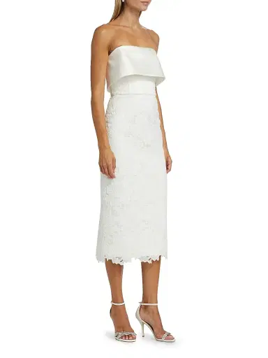 Amsale Women's Lace Strapless Column Midi-Dress - | Thumbnail 4 Amsale Women's Lace Strapless Column Midi-Dress - | Thumbnail 4