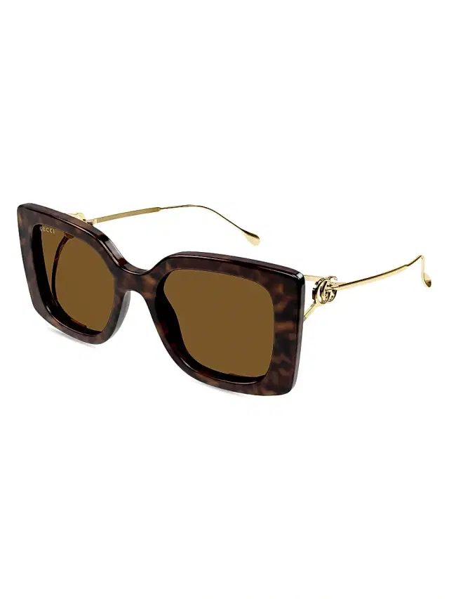 Women's Flat & Bend 54MM Square Sunglasses - Havana Gold Brown Women's Flat & Bend 54MM Square Sunglasses - Havana Gold Brown