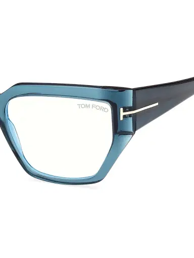 TOM FORD Women's 54MM Blue Block Square Eyeglasses - Transparent Dark Teal | Thumbnail 3 TOM FORD Women's 54MM Blue Block Square Eyeglasses - Transparent Dark Teal | Thumbnail 3