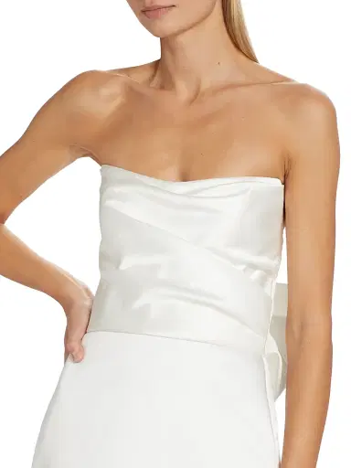 Amsale Women's Duchess Satin Bow-Back Midi-Dress - Ivory - Size 16 | Thumbnail 6 Amsale Women's Duchess Satin Bow-Back Midi-Dress - Ivory - Size 16 | Thumbnail 6