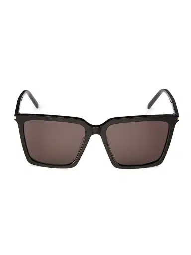 Saint Laurent Women's Corner Angle 56MM Square Sunglasses - Shiny Black | Thumbnail 2 Saint Laurent Women's Corner Angle 56MM Square Sunglasses - Shiny Black | Thumbnail 2