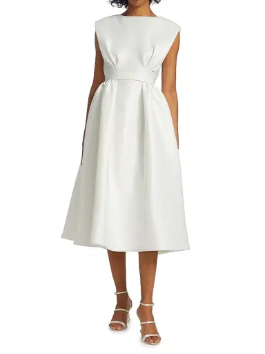 Amsale Women's Mikado A-Line Midi-Dress - Ivory - Size 6 | Thumbnail 3 Amsale Women's Mikado A-Line Midi-Dress - Ivory - Size 6 | Thumbnail 3