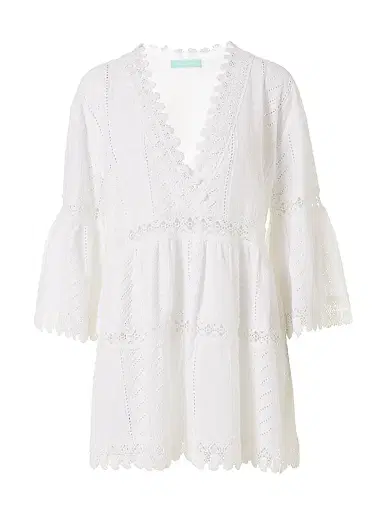Melissa Odabash Women's Victoria Broderie Anglaise Tiered Minidress - White | Thumbnail 1 Melissa Odabash Women's Victoria Broderie Anglaise Tiered Minidress - White | Thumbnail 1