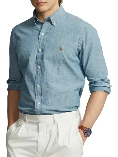 Polo Ralph Lauren Men's Classic-Fit Chambray Shirt - Chambray | Thumbnail 3 Polo Ralph Lauren Men's Classic-Fit Chambray Shirt - Chambray | Thumbnail 3
