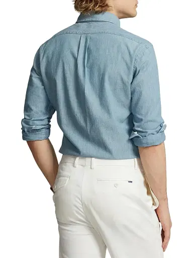 Polo Ralph Lauren Men's Classic-Fit Chambray Shirt - Chambray | Thumbnail 4 Polo Ralph Lauren Men's Classic-Fit Chambray Shirt - Chambray | Thumbnail 4