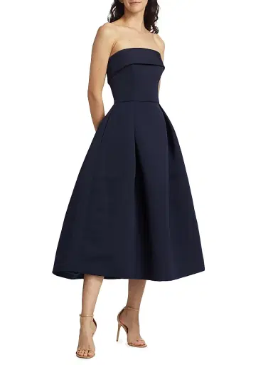 Amsale Women's Faille Strapless Dress | Thumbnail 4 Amsale Women's Faille Strapless Dress | Thumbnail 4