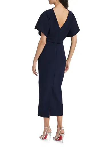 Amsale Women's Draped Crêpe Cocktail Dress - Navy | Thumbnail 5 Amsale Women's Draped Crêpe Cocktail Dress - Navy | Thumbnail 5