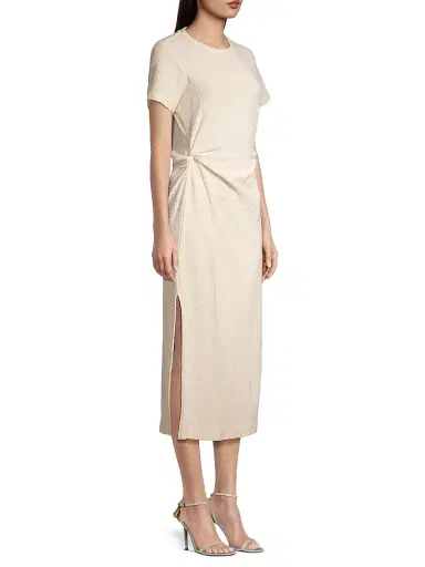 Tanya Taylor Women's Aurora Cotton Tucked Midi T-Shirt Dress - Cream | Thumbnail 4 Tanya Taylor Women's Aurora Cotton Tucked Midi T-Shirt Dress - Cream | Thumbnail 4