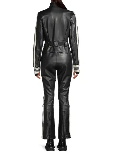 Perfect Moment Women's Crystal Belted Stripe Faux Leather Ski Suit - Black | Thumbnail 5 Perfect Moment Women's Crystal Belted Stripe Faux Leather Ski Suit - Black | Thumbnail 5
