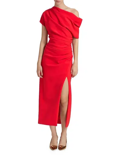 Amsale Women's One-Shoulder Cocktail Dress - Persimmon | Thumbnail 2 Amsale Women's One-Shoulder Cocktail Dress - Persimmon | Thumbnail 2
