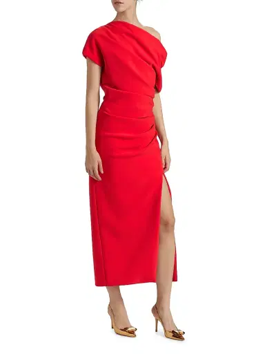 Amsale Women's One-Shoulder Cocktail Dress - Persimmon | Thumbnail 3 Amsale Women's One-Shoulder Cocktail Dress - Persimmon | Thumbnail 3