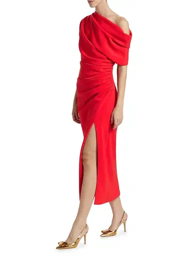 Amsale Women's One-Shoulder Cocktail Dress - Persimmon | Thumbnail 4 Amsale Women's One-Shoulder Cocktail Dress - Persimmon | Thumbnail 4