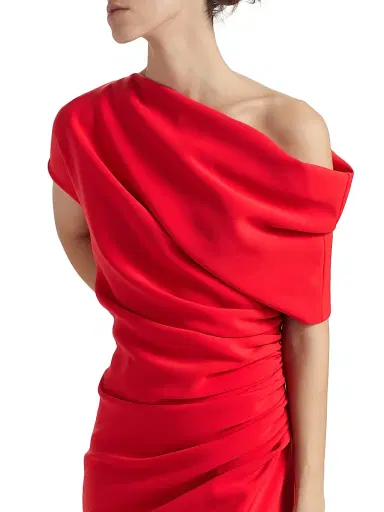 Amsale Women's One-Shoulder Cocktail Dress - Persimmon | Thumbnail 6 Amsale Women's One-Shoulder Cocktail Dress - Persimmon | Thumbnail 6