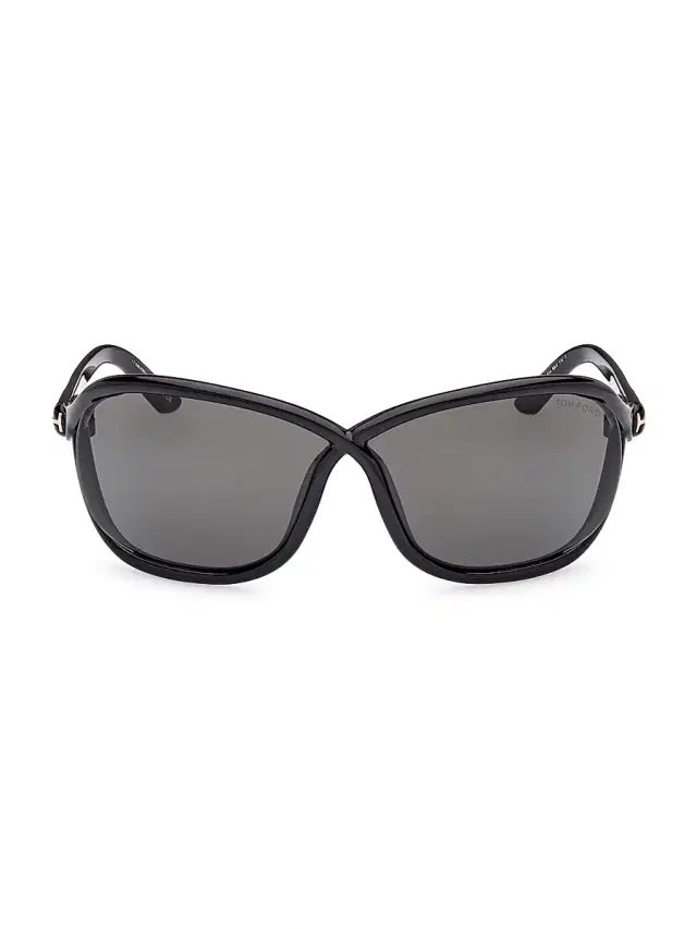 Women's Fernanda 68MM Square Sunglasses - Shiny Black Smoke Women's Fernanda 68MM Square Sunglasses - Shiny Black Smoke