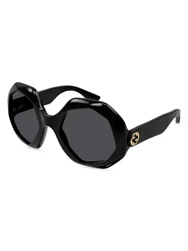 Gucci Women's 57MM Geometric Sunglasses - Black Dark Grey | Thumbnail 2 Gucci Women's 57MM Geometric Sunglasses - Black Dark Grey | Thumbnail 2