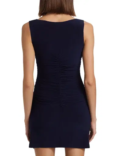Norma Kamali Women's Shirred Round Neck Minidress - True Navy | Thumbnail 5 Norma Kamali Women's Shirred Round Neck Minidress - True Navy | Thumbnail 5