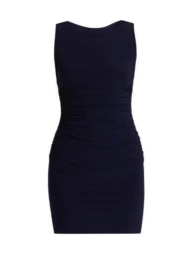 Norma Kamali Women's Shirred Round Neck Minidress - True Navy | Thumbnail 1 Norma Kamali Women's Shirred Round Neck Minidress - True Navy | Thumbnail 1