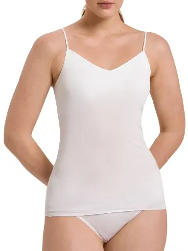 Hanro Women's Seamless & Padded Spaghetti-Strap Cotton Cami - White - Size Large | Thumbnail 3 Hanro Women's Seamless & Padded Spaghetti-Strap Cotton Cami - White - Size Large | Thumbnail 3