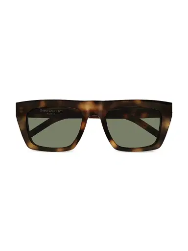 Saint Laurent Women's Monogram Hinge 52MM Acetate Square Sunglasses - Havana Green | Thumbnail 2 Saint Laurent Women's Monogram Hinge 52MM Acetate Square Sunglasses - Havana Green | Thumbnail 2