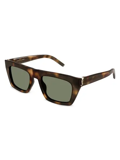 Saint Laurent Women's Monogram Hinge 52MM Acetate Square Sunglasses - Havana Green | Thumbnail 1 Saint Laurent Women's Monogram Hinge 52MM Acetate Square Sunglasses - Havana Green | Thumbnail 1