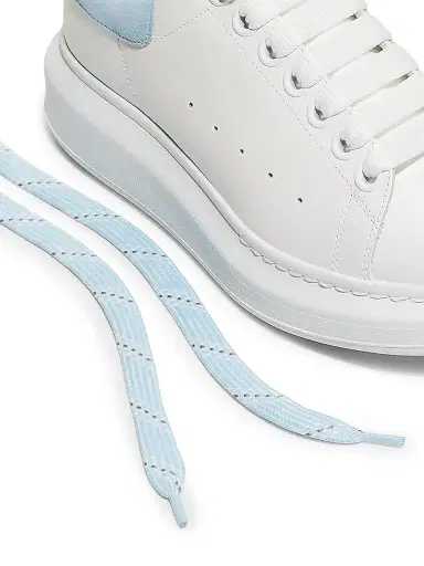 Alexander McQueen Women's Oversized Embossed Logo Colorblocked Suede Sneakers - Pale Blue White - Size 11 | Thumbnail 3 Alexander McQueen Women's Oversized Embossed Logo Colorblocked Suede Sneakers - Pale Blue White - Size 11 | Thumbnail 3