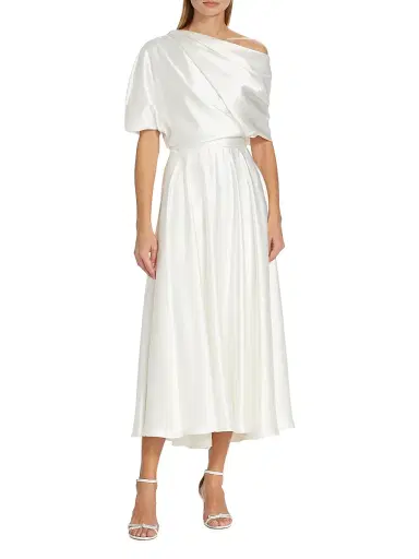 Amsale Women's Draped Off-The-Shoulder Satin Midi-Dress | Thumbnail 3 Amsale Women's Draped Off-The-Shoulder Satin Midi-Dress | Thumbnail 3