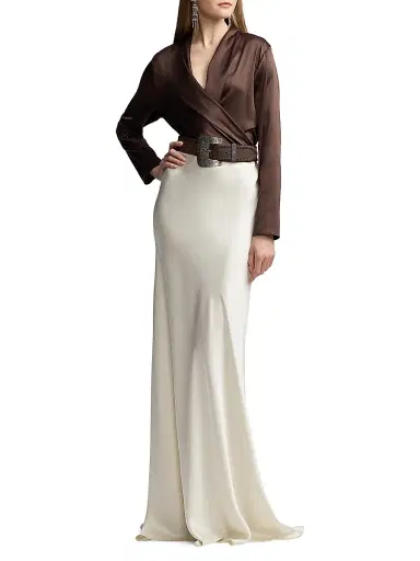 Ralph Lauren Collection Women's Masina Satin Maxi Skirt - Lux Cream - Size 8 | Thumbnail 2 Ralph Lauren Collection Women's Masina Satin Maxi Skirt - Lux Cream - Size 8 | Thumbnail 2
