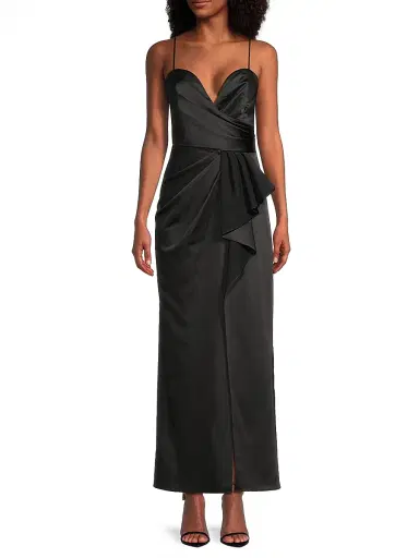 Ungaro Women's Freya Ruffled Satin Gown - Black | Thumbnail 3 Ungaro Women's Freya Ruffled Satin Gown - Black | Thumbnail 3