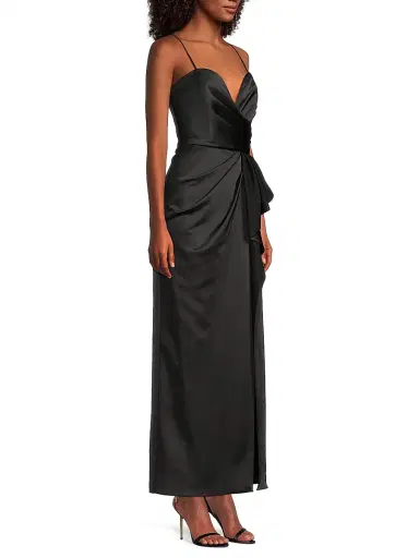 Ungaro Women's Freya Ruffled Satin Gown - Black | Thumbnail 4 Ungaro Women's Freya Ruffled Satin Gown - Black | Thumbnail 4