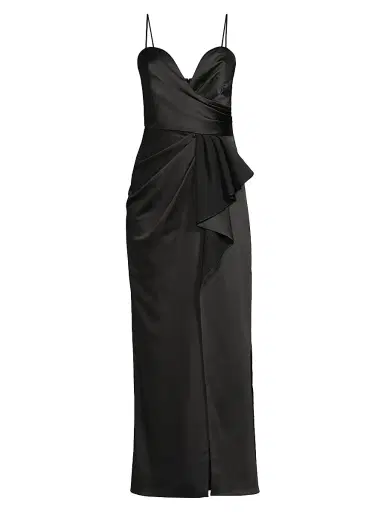Ungaro Women's Freya Ruffled Satin Gown - Black | Thumbnail 1 Ungaro Women's Freya Ruffled Satin Gown - Black | Thumbnail 1