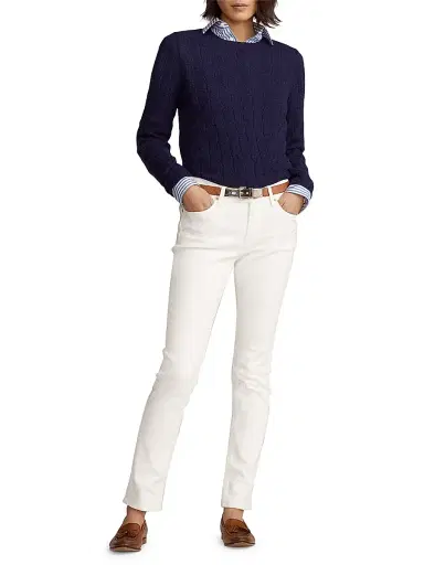 Ralph Lauren Collection Women's Cable Knit Cashmere Sweater - Lux Navy | Thumbnail 2 Ralph Lauren Collection Women's Cable Knit Cashmere Sweater - Lux Navy | Thumbnail 2