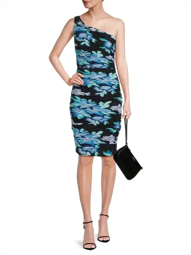 Ungaro Women's Rosemary Floral Ruched One-Shoulder Dress - Turquoise Multi | Thumbnail 2 Ungaro Women's Rosemary Floral Ruched One-Shoulder Dress - Turquoise Multi | Thumbnail 2