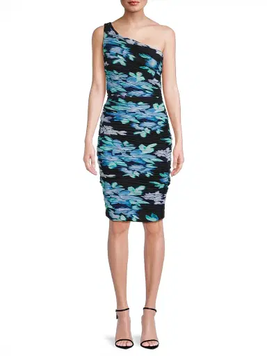 Ungaro Women's Rosemary Floral Ruched One-Shoulder Dress - Turquoise Multi | Thumbnail 3 Ungaro Women's Rosemary Floral Ruched One-Shoulder Dress - Turquoise Multi | Thumbnail 3