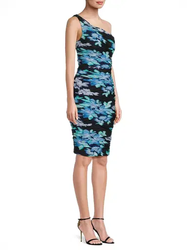 Ungaro Women's Rosemary Floral Ruched One-Shoulder Dress - Turquoise Multi | Thumbnail 4 Ungaro Women's Rosemary Floral Ruched One-Shoulder Dress - Turquoise Multi | Thumbnail 4