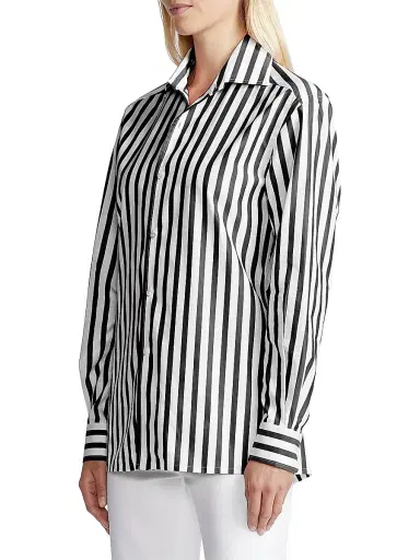 Ralph Lauren Collection Women's Capri Striped Button-Up Shirt - Black White - Size 6 | Thumbnail 4 Ralph Lauren Collection Women's Capri Striped Button-Up Shirt - Black White - Size 6 | Thumbnail 4