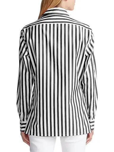 Ralph Lauren Collection Women's Capri Striped Button-Up Shirt - Black White - Size 6 | Thumbnail 5 Ralph Lauren Collection Women's Capri Striped Button-Up Shirt - Black White - Size 6 | Thumbnail 5